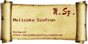 Melicska Szofron névjegykártya